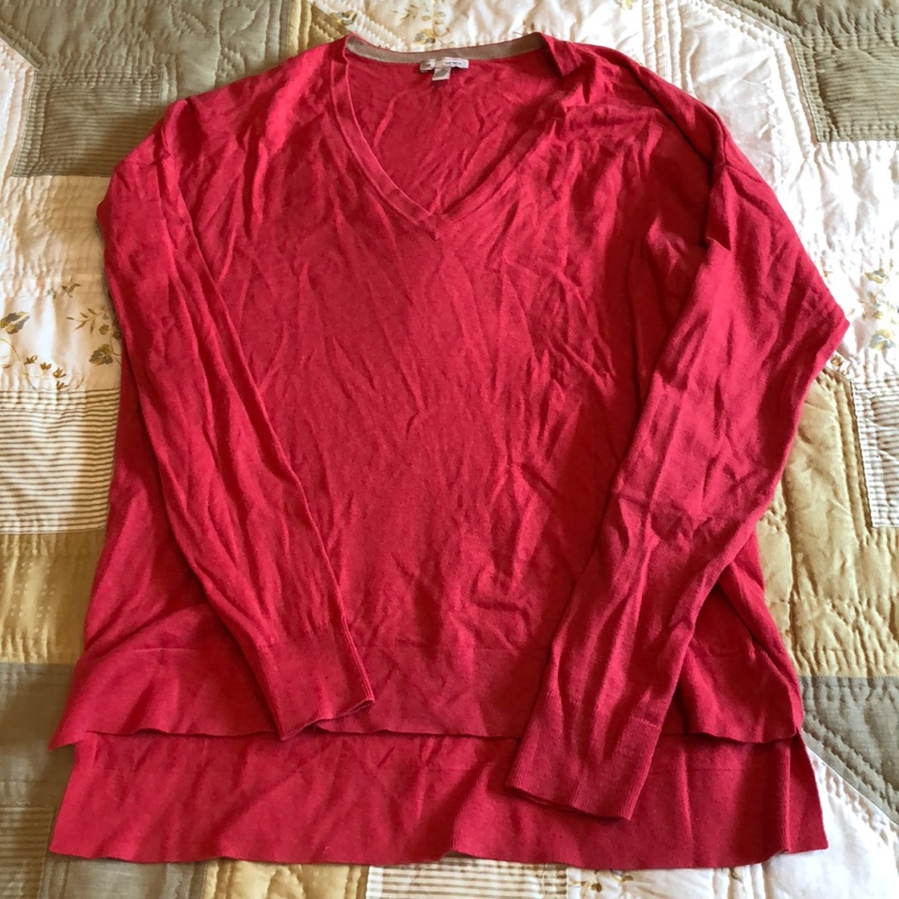 Gap pink XS V-neck cotton and silk sweater